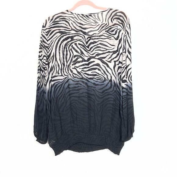 Mint Velvet Naomi Sheer Zebra Print Dip Dye Top Sz 14 Pullover Long Sleeves - Picture 4 of 13